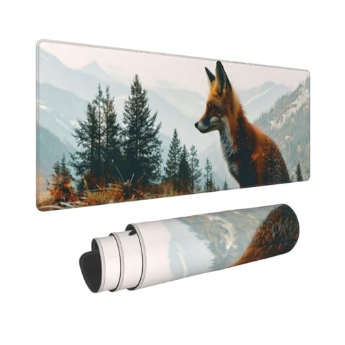 Gaming Mauspad XXL 900x400x3mm Fox Valley Mousepad Groß Vernähte Kanten WassXerdicht Anti-Rutsch, Waschbar,Tragbar,für optimalen Halt Großer Erweiterter Schreibtisch Schutz Für Home Office W-306 von Dooqon