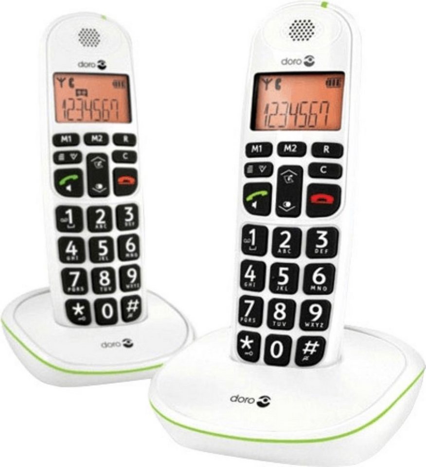Doro PhoneEasy 100w Duo Schnurloses DECT-Telefon (Mobilteile: 2, Großes beleuchtetes Display) von Doro