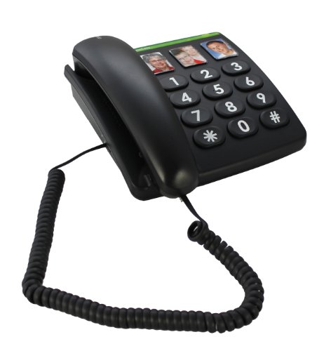 Doro PhoneEasy 331ph Schnurgebundenes Großtastentelefon mit 3 Direktwahl-Fototasten schwarz von Doro