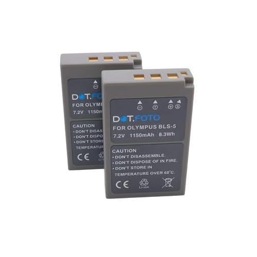 2 x Dot.Foto BLS-5, BLS-50 Premium Hohe Kapazität 7.2v / 1350mAh Akku für Olympus von Dot.Foto