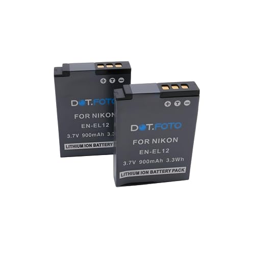 2 x Dot.Foto EN-EL12 Premium 3.7v / 900mAh Akku für Nikon von Dot.Foto