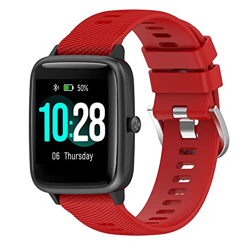 Dotoen Armband Kompatibel mit ID205L, 19 mm Ersatzarmband für ID205S ID205G ID215G ID216 SW020/SW023/Uwatch 3 Smart Watch Strap (rot) von Dotoen