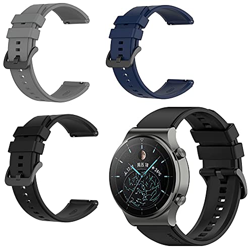 Dotoen Armband für Huawei Watch GT2 Pro,Armbänder und Silikon-Ersatzkompatibel mit Huawei Watch GT2 Pro/Huawei Watch GT2 Pro 46mm/Watch GT 46mm/Galaxy Watch 3 45mm (Schwarz+Blau+Grau) von Dotoen