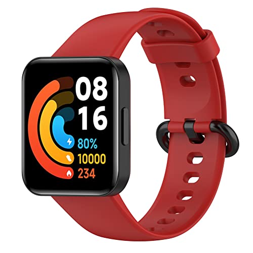Dotoen Armband kompatibel mit Xiaomi Watch Lite 2 / Red MI Watch Lite 2, Silikon-Sportuhrenarmband, Mehrere Farben (rot) von Dotoen