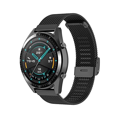 Dotoen Kompatibel mit Huawei Uhr GT2 pro Ersatzarmband, Edelstahl Mesh Armband ist passend für Huawei Huawei Uhr GT2 Pro 46mm/Match GT 46mm/Galaxy Watch 3 45mm (schwarz) von Dotoen