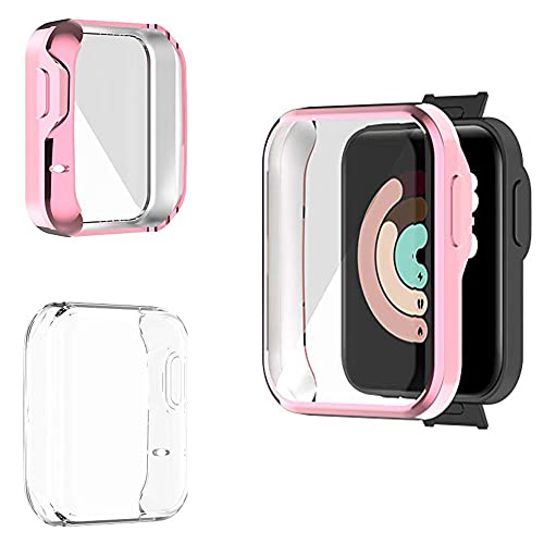 Dotoen Kompatibel mit Xiaomi MI Watch Lite 3-teiliges Gehäuse, Geeignet Für Xiaomi MI Watch Lite Smart Watch Case Ultradünnes und Transparentes Praktisches Kratzfestes TPU (Transparent + Puder) von Dotoen