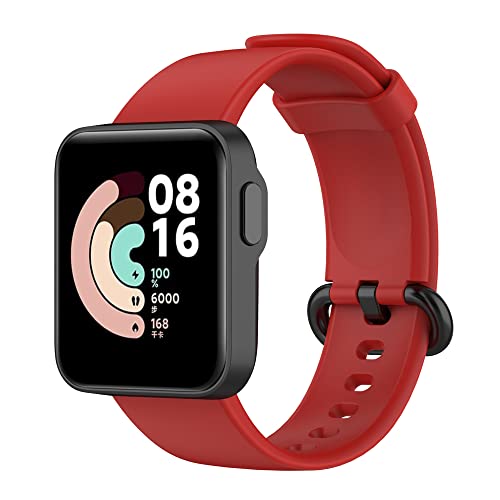 Dotoen Kompatibles Xiaomi Watch Lite Armband, Verstellbares Silikon-Ersatzband mit Metalleimer-Zubehör (rot) von Dotoen