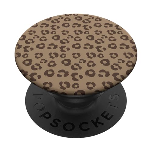 Brauner Leopardenmuster, niedlich, trendig, ästhetisch PopSockets mit austauschbarem PopGrip von Dotted Animal Print Pattern