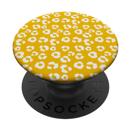 Gelber Senf Leopardenmuster, niedlich, mädchenhaft, trendig, ästhetisch PopSockets mit austauschbarem PopGrip von Dotted Animal Print Pattern