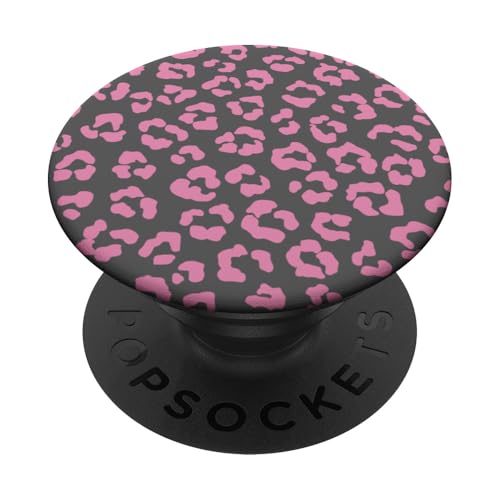 Grau-rosa Leopardenmuster, niedlich, trendig, Geparden-Ästhetik PopSockets mit austauschbarem PopGrip von Dotted Animal Print Pattern