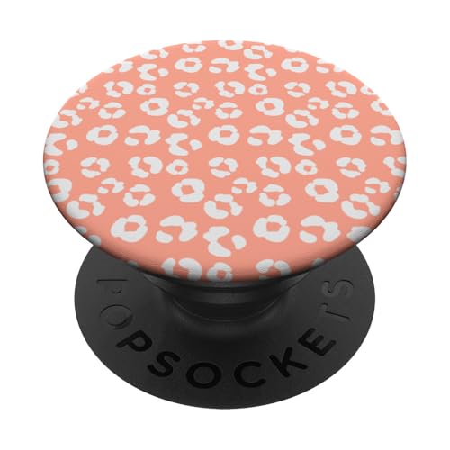 Korallen-Pfirsich-Leopardenmuster, niedlich, mädchenhaft, trendig, ästhetisch PopSockets mit austauschbarem PopGrip von Dotted Animal Print Pattern