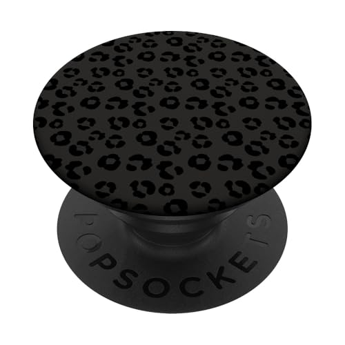 Schwarz Grau Leopardenmuster Niedlich Mädchen Trendy Ästhetik PopSockets mit austauschbarem PopGrip von Dotted Animal Print Pattern