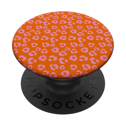 Süße, mädchenhafte, trendige Ästhetik mit orangefarbenem Leopardenmuster PopSockets mit austauschbarem PopGrip von Dotted Animal Print Pattern