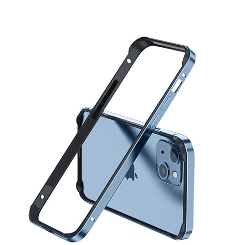 Doulings Rahmenlose Serie für iPhone-Hülle, minimalistische Stoßdämpfung, Hybrid-Silikon-Aluminium-Metallrahmen, Einlagen, einfache Passform, stoßfeste Stoßfängerabdeckung (Blau, iPhone 13 Pro) von Doulings