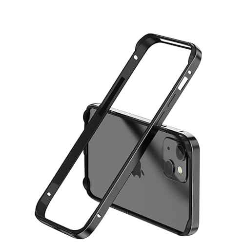 Doulings Rahmenlose Serie für iPhone-Hülle, minimalistische Stoßdämpfung, Hybrid-Silikon-Aluminium-Metallrahmen, Einlagen, einfache Passform, stoßfeste Stoßfängerabdeckung (Schwarz, iPhone 13) von Doulings