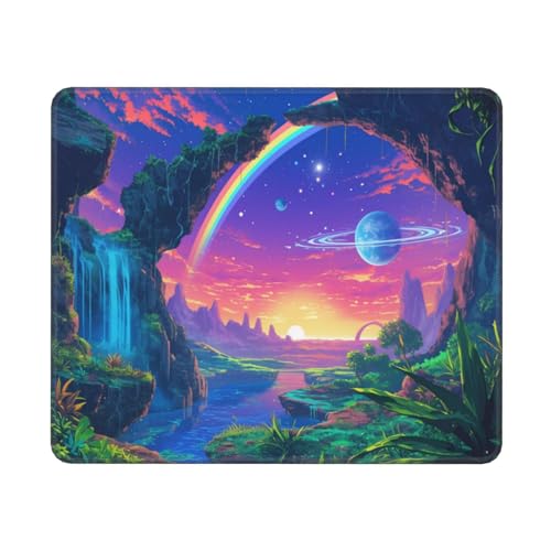 Fallen Mauspad XXL 270x210x3mm, Gamer Gaming Mauspad Regenbogen Design Vernähte mit Kanten, Wetterfest Anti Rutsch Mousepad PC Laptop verbessert Präzision und Geschwindigkeit für Home Office Deko von Dozsconz