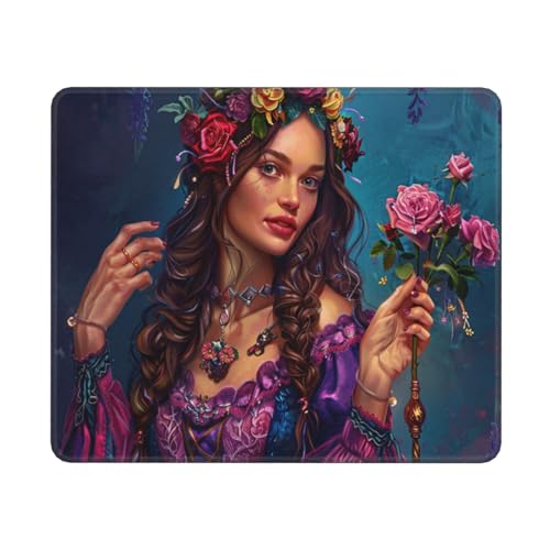 Frau Mauspad XXL 350x250x3mm, Gamer Gaming Mauspad Blume Design Vernähte mit Kanten, Wetterfest Anti Rutsch Mousepad PC Laptop verbessert Präzision und Geschwindigkeit für Home Office Deko, Gifts von Dozsconz