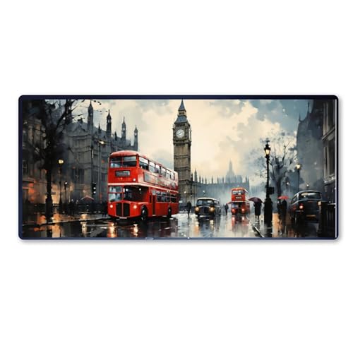 Gaming Mauspad Big Ben Mauspad XXL 800 x 300 x 3 mm XXL Mousepad London Mauspad Gaming Zubehör mit Anti Rutsch Basis Mouse Pad Wasserdicht und Langlebig für Maus und Tastatur, Home Decor, Geschenk von Dozsconz