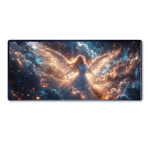 Gaming Mauspad Frau Motiv, Flügel Mousepad XXL 800x400 x 3mm, Wetterfest Anti Rutsch Schreibtisch Mouse Pad verbessert Präzision und Geschwindigkeit, Gaming Zubehör für Home Zimmer Deko Aesthetic von Dozsconz