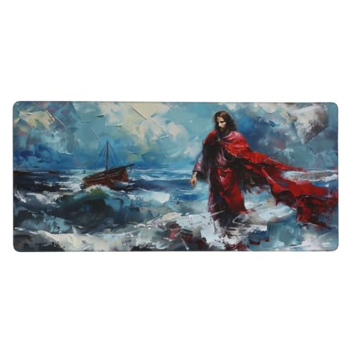 Gaming Mauspad Jesus Motiv, Boot Mousepad XXL 900x400x3mm, Desk Mat Wetterfest Anti-Rutsch Schreibtisch Mouse Pad verbessert Präzision und Geschwindigkeit, Gaming Zubehör für Home Zimmer Deko Gaming Mauspad Jesus Motiv, Boot Mousepad XXL 900x400x3mm, Desk Mat Wetterfest Anti-Rutsch Schreibtisch Mouse Pad verbessert Präzision und Geschwindigkeit, Gaming Zubehör für Home Zimmer Deko von Dozsconz