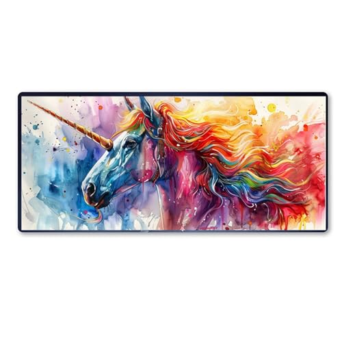 Gaming Mauspad Pferd Motiv, Farbe Mousepad XXL 900x400 x 3mm, Wetterfest Anti Rutsch Schreibtisch Mouse Pad verbessert Präzision und Geschwindigkeit, Gaming Zubehör für Home Zimmer Deko Aesthetic von Dozsconz