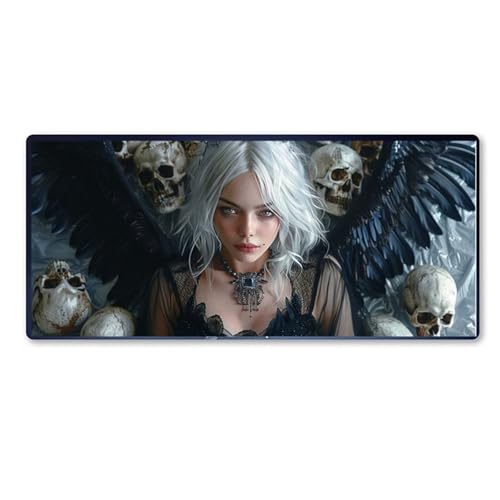 Gaming Mauspad Skelett Motiv, Engel Mousepad XXL 1200x600 x 3mm, Wetterfest Anti Rutsch Schreibtisch Mouse Pad verbessert Präzision und Geschwindigkeit, Gaming Zubehör für Home Zimmer Deko Aesthetic von Dozsconz