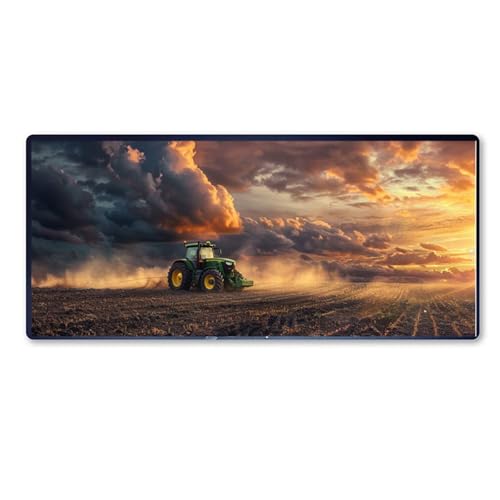 Gaming Mauspad Traktor Motiv, Bauernhof Mousepad XXL 1200x600 x 3mm, Wetterfest Anti Rutsch Schreibtisch Mouse Pad verbessert Präzision und Geschwindigkeit, Gaming Zubehör für Zimmer Deko Aesthetic von Dozsconz