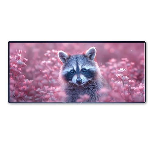 Gaming Mauspad Waschbär Motiv, Blume Mousepad XXL 900x400 x 3mm, Wetterfest Anti Rutsch Schreibtisch Mouse Pad verbessert Präzision und Geschwindigkeit, Gaming Zubehör für Home Zimmer Deko Aesthetic Gaming Mauspad Waschbär Motiv, Blume Mousepad XXL 900x400 x 3mm, Wetterfest Anti Rutsch Schreibtisch Mouse Pad verbessert Präzision und Geschwindigkeit, Gaming Zubehör für Home Zimmer Deko Aesthetic von Dozsconz
