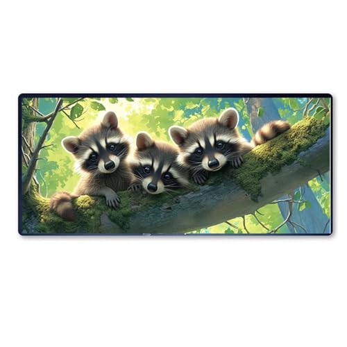 Gaming Mauspad Waschbär Motiv, Tier Mousepad XXL 900x400 x 3mm, Wetterfest Anti Rutsch Schreibtisch Mouse Pad verbessert Präzision und Geschwindigkeit, Gaming Zubehör für Home Zimmer Deko Aesthetic Gaming Mauspad Waschbär Motiv, Tier Mousepad XXL 900x400 x 3mm, Wetterfest Anti Rutsch Schreibtisch Mouse Pad verbessert Präzision und Geschwindigkeit, Gaming Zubehör für Home Zimmer Deko Aesthetic von Dozsconz