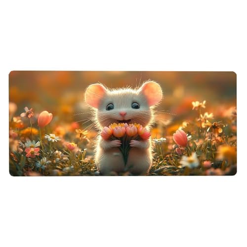 Gaming Mousepad Blume Mauspad XXL 1000X500X3MM Großes Mouse Pad Maus Schreibtischunterlage mit Rutschfeste Gummibasis, Maus Pad Wasserdicht Anti-Rutsch Schreibtisch Zubehör Für Home Office, PC, Laptop von Dozsconz