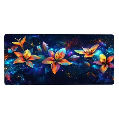 Gaming Mousepad Blume Mauspad XXL 1600X800X3MM Großes Mouse Pad Kunst Schreibtischunterlage mit Rutschfeste Gummibasis, Maus Pad Wasserdicht Anti-Rutsch Schreibtisch Zubehör Für Home Office PC, Laptop von Dozsconz