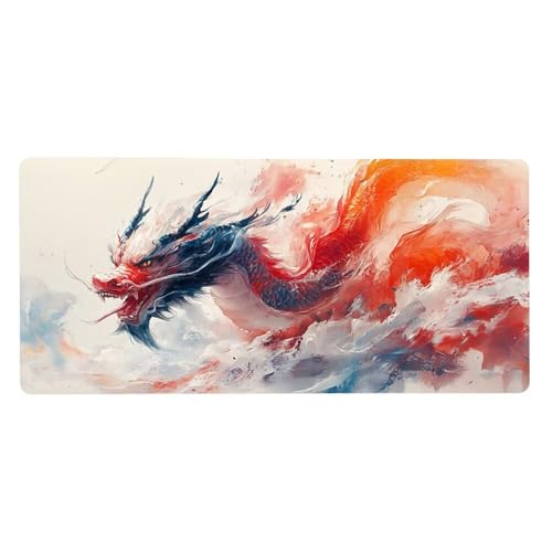 Gaming Mousepad Japan Mauspad XXL 800X400X3MM Großes Mouse Pad Drachen Schreibtischunterlage mit rutschfeste Gummibasis, Maus Pad Wasserdicht Anti-Rutsch Schreibtisch Zubehör Für Home Office, Laptop von Dozsconz