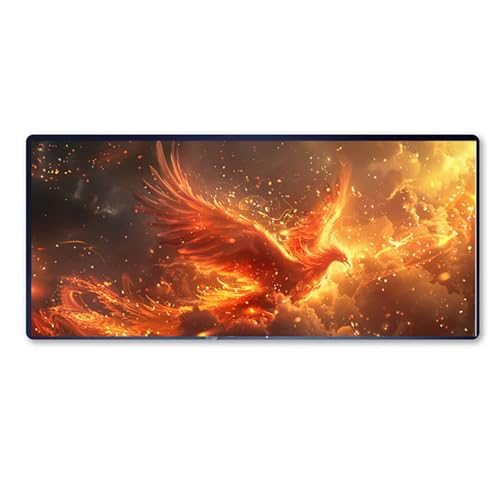 Phönix Mauspad XXL 1200 X 600 X 3mm, Groß Gaming Mauspad Kunst Design Vernähte Kanten, Wetterfest Anti Rutsch Mousepad PC Laptop verbessert Präzision und Geschwindigkeit für Home Office, Geschenke von Dozsconz