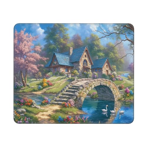 Schreibtischunterlage Architektur Motiv, Schwan Mousepad XXL 350x250x3mm, Wetterfest Anti-Rutsch Schreibtisch Mouse Pad verbessert Präzision und Geschwindigkeit, Gaming Zubehör für Home Zimmer Deko von Dozsconz