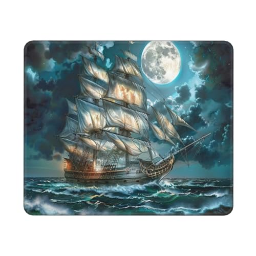 Schreibtischunterlage Segelboot Motiv, Mond Mousepad XXL 240x200x3mm, Wetterfest Anti-Rutsch Schreibtisch Mouse Pad verbessert Präzision und Geschwindigkeit, Gaming Zubehör für Home Zimmer Deko, Gifts von Dozsconz