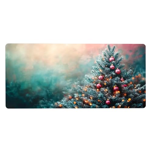 Schreibtischunterlage Weihnachtsbaum Mousepad Grün Mauspad XXL 1600X800X3MM, Mouse Pad Wasserdicht Gummibasis, Desk Mat mit Vernähte Kanten Verbessert Präzision und Geschwindigkeit für Home Office von Dozsconz