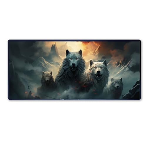 Wolf Mauspad XXL 1200 X 600 X 3mm, Groß Gaming Mauspad Berge Design Vernähte Kanten, Wetterfest Anti Rutsch Mousepad PC Laptop verbessert Präzision und Geschwindigkeit für Home Office, Geschenke Wolf Mauspad XXL 1200 X 600 X 3mm, Groß Gaming Mauspad Berge Design Vernähte Kanten, Wetterfest Anti Rutsch Mousepad PC Laptop verbessert Präzision und Geschwindigkeit für Home Office, Geschenke von Dozsconz