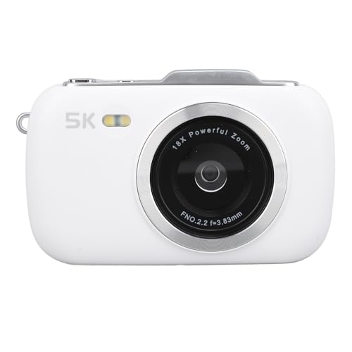 5K Digitalkamera für Fotografie, 18 facher Digitalzoom Video Camcorder mit 2,8 Zoll IPS Bildschirm, Tragbare 80 MP Kompaktkamera, Wiederaufladbar für Reisen (White) von Dpofirs