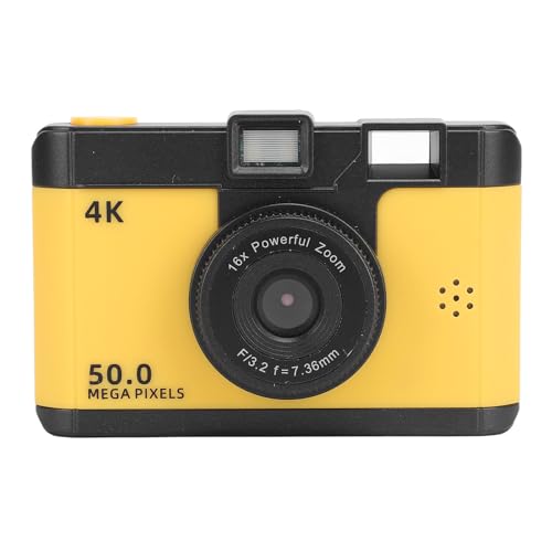 Digitalkamera, 1080P Digitalkamera mit 16 fachem Digitalzoom, 2,4 Zoll IPS HD Farbbildschirm, Wiederaufladbarer 800 mAh Akku, Tragbare Kleine Kamera (Yellow) von Dpofirs