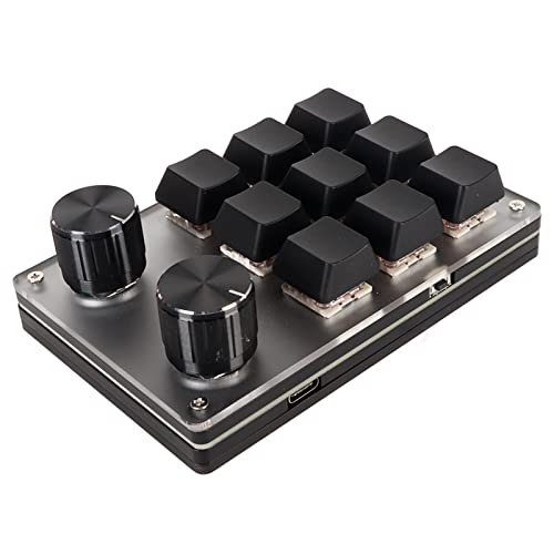 Dpofirs Einhändige Makro Tastatur, Roter Schalter, Makro Tastatur, Plug and Play, Ergonomische, Individuelle Knöpfe, USB Tastatur für Desktop PC (9 Tasten mit 2 Knöpfen) von Dpofirs