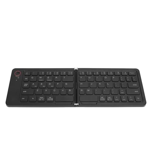 Dpofirs Faltbare Bluetooth Tastatur mit Ständerhalter, 67 Tasten, Tragbare Kabellose Tastatur, Wiederaufladbar für Android für Wins, Reisetastatur für Telefon, Tablet, Laptop (Black) von Dpofirs