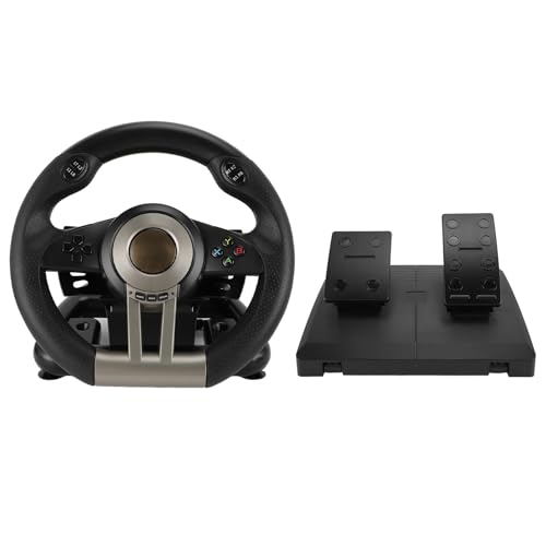 Dpofirs PC-Rennrad und Pedal, 180-Grad-Drehung, Universelles USB-Gaming-Lenkrad mit Paddle-Shifter Im Formel-Stil, Dual-Motor-Feedback für PS3PC-Switch von Dpofirs