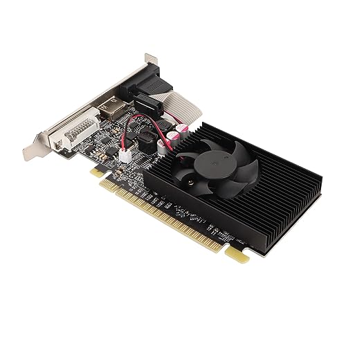 Dpofirs GT730 2 GB Grafikkarte, 64-Bit-DDR3-Computer-Grafikkarte Zum Arbeiten, VGA, DVI, HD-Multimedia-Schnittstelle, Desktop-Grafikkarte für Unternehmen, Einzelner Lüfter von Dpofirs