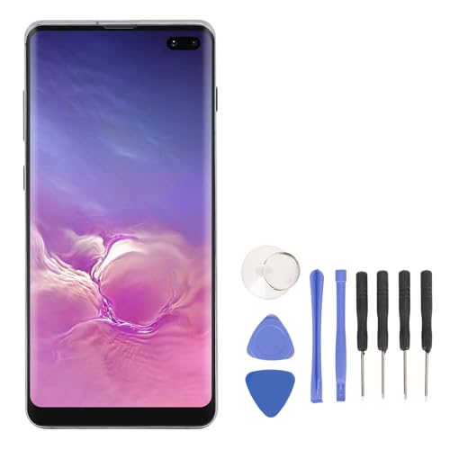 Organic AMOLED Bildschirm Ersatz für Galaxy S10 Plus, 6,4 Zoll Galaxy S10+ Rahmen, Digitizer Montage mit Rahmenreparaturwerkzeugen für SM G975F, für DS SM G975U G975W G975A (Schwarz) von Dpofirs