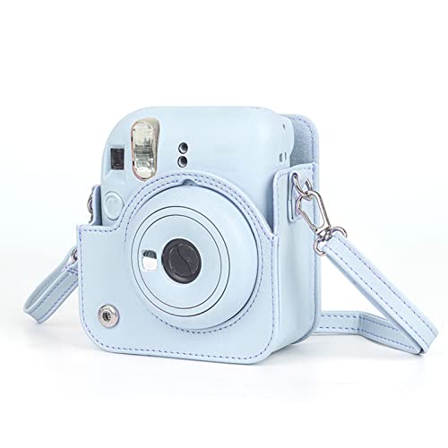 Sofortbildkamera-Tasche für Fujifilm 12, PU-Ledertasche, Sofortbildkamera-Schutztasche mit Abnehmbarem, Verstellbarem Schultergurt (Hortensie Blau) von Dpofirs