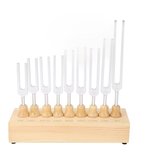 Stimmgabel Set, 174 285 396 417 528 639 741 852 963 Hz Stimmgabel, mit Hammer, mit Präsentationsständer, 9 teilige Sensorische Stimmgabeln aus Aluminium, Stimmgerät, für Yoga von Dpofirs