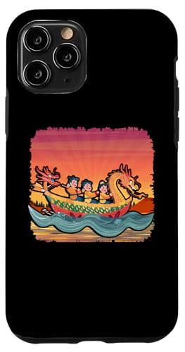 Hülle für iPhone 11 Pro Drachenboot-Abenteuer bei Sonnenuntergang für Bootsfans von Dragon Boat Sunset Adventure Apparel