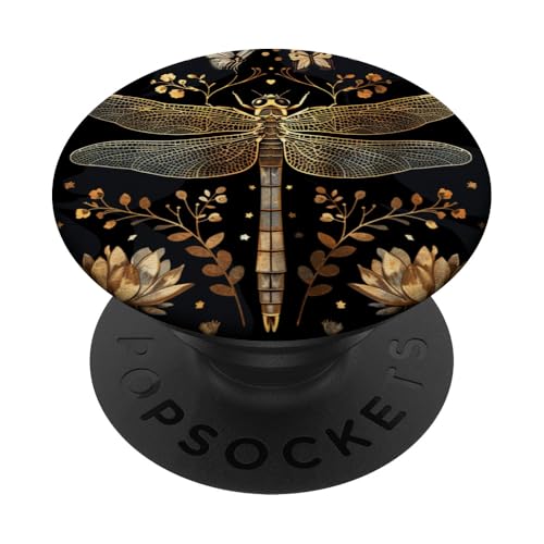 Schönes Muster mit Libelle und Blumen PopSockets Klebender PopGrip von Dragonfly and Flowers Design