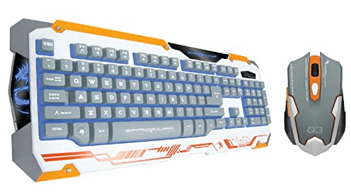 Dragon War - Sencaic – Halbmechanische RGB/QWERTY Combo Gaming Tastatur + RGB Wired Gaming Mouse (weiß/orange) von Dragonwar