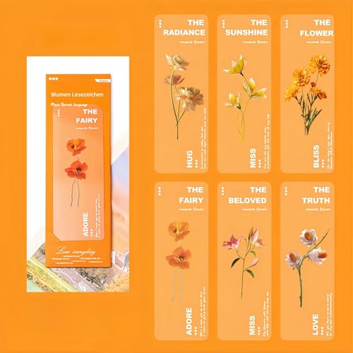 Drawelry 6 Stück Blumen Lesezeichen mit PET Transparente Wasserdicht Trockenblumen Bookmark Geburtstag Blume Muster Blumensprache Lesezeichen Gänseblümchen Künstlerisch Kreativem Geschenk (D6) von Drawelry